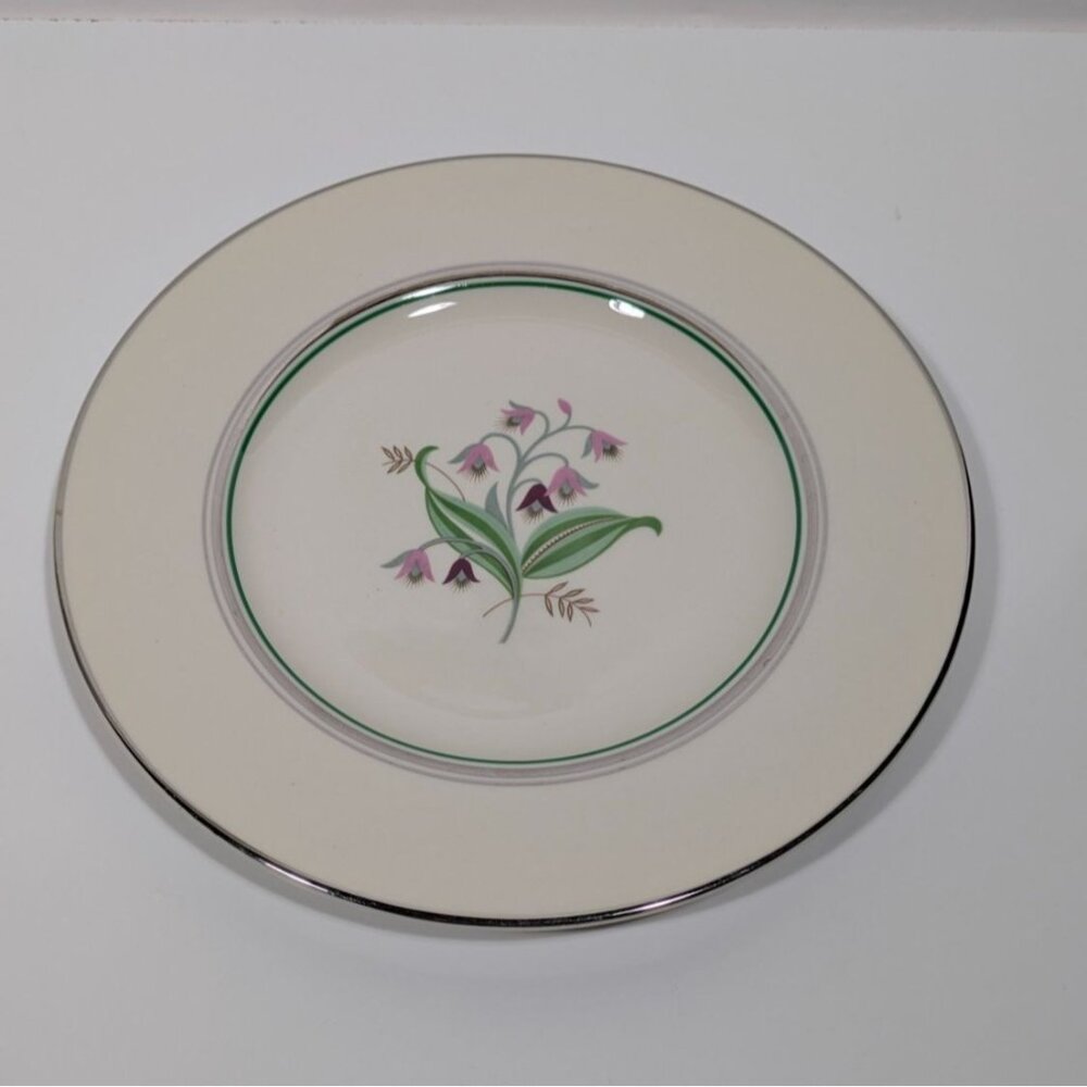 Syracuse China Coralbel Floral Dinner Plate With Platinum Trim